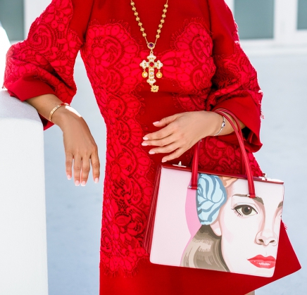 Dress - Dolce & Gabbana • Necklace - Dolce & Gabbana • Handbag - Prada